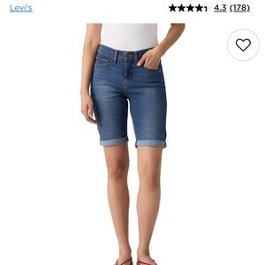 Levi's Women's Slimming Stretch Faded Blue Jean Shorts with Rolled Cuff